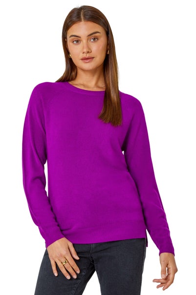 Roman Magenta Plain Soft Crew Neck Jumper