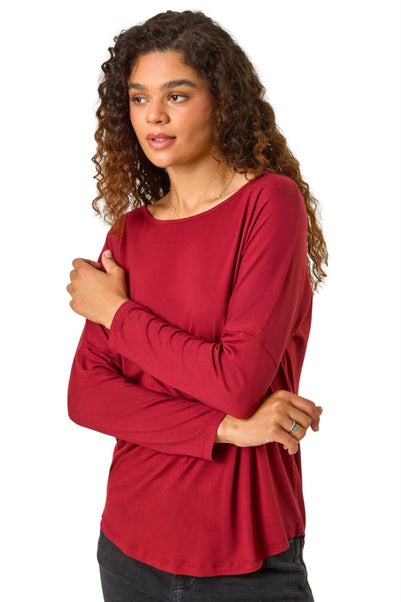 Roman Red Long Sleeve Stretch Top