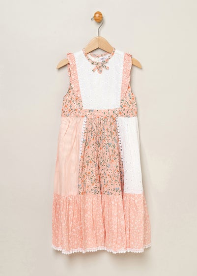 Miss Pink Patch Work Dress with Frill Sleeve