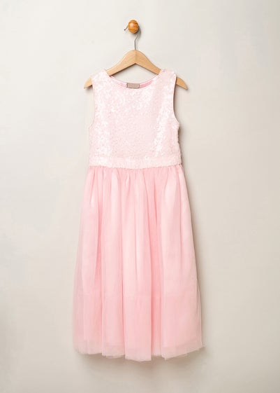 Miss Soft Pink Sequin Bow Tulle Dress