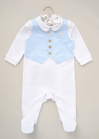 Rock a Bye Baby Blue Mock Waistcoat All in One