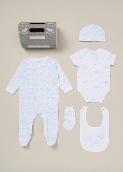 Rock a Bye Baby Light Blue Dreamland Boys Print 5-Piece Hanging Gift Set