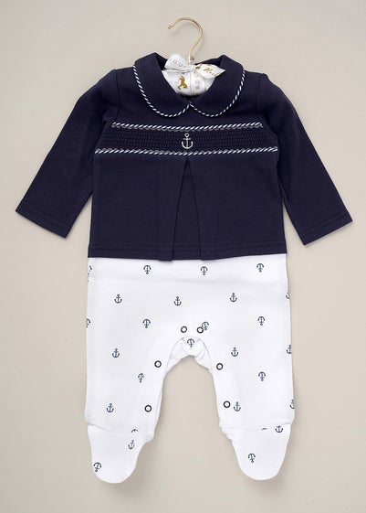 Rock a Bye Baby Navy Nautical Print All in One