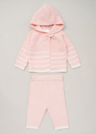 Rock a Bye Baby Soft Pink Knit Cardigan and Trousers Outfit Set