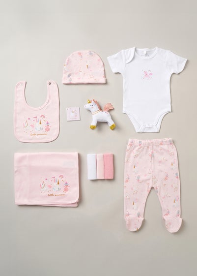 Rock a Bye Baby Pink 10-Piece Unicorn Print Hanging Gift Set