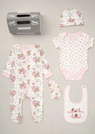 Rock a Bye Baby Cream Rose print 5-Piece Hanging Gift Set