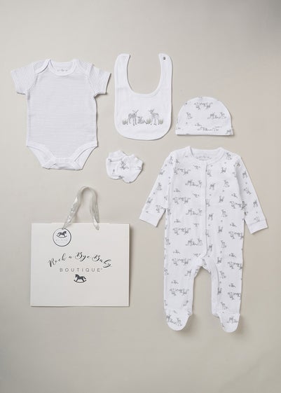 Rock a Bye Baby White Deer Print 5-Piece Hanging Gift Set