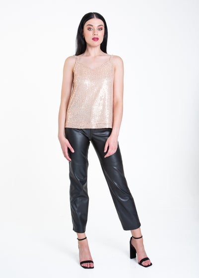 Gini London Champagne Sequin V Neck Cami Top