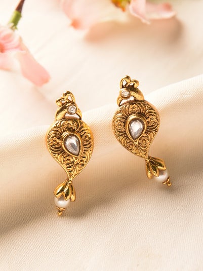 Women Gold Push Back Brass Studs