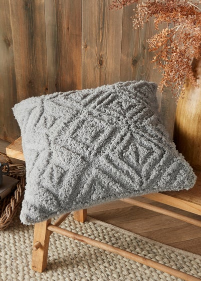 Fusion Snug Romo Grey Pinsonic Fleece Filled Cushion (43cm x 43cm)