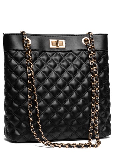 Raffaella Black Quilted Tote Shoulder Bag