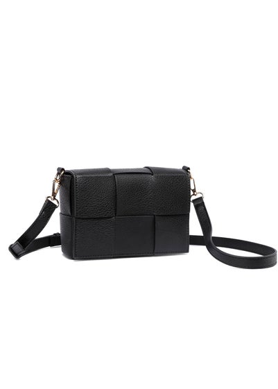 Raffaella Black Woven Cross Body Bag