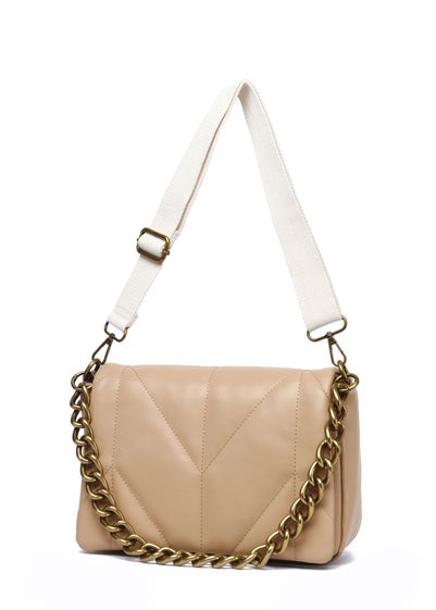 Raffaella Taupe Chain Front Cross Body Bag