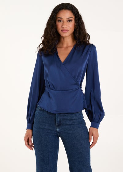 Blue Vanilla Navy Wrap Shirt Top