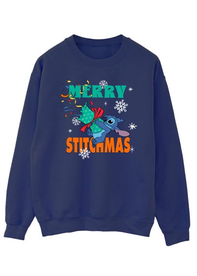 Disney Lilo & Stitch Merry Stitchmas Cracker Stitch Men Navy Sweatshirt