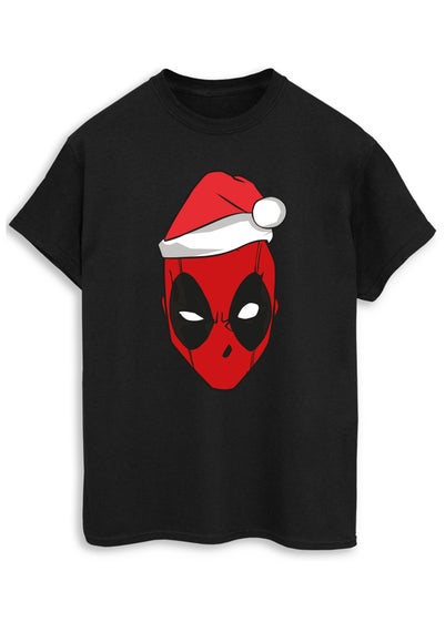 Marvel Deadpool Christmas Hat Men Black T-Shirt