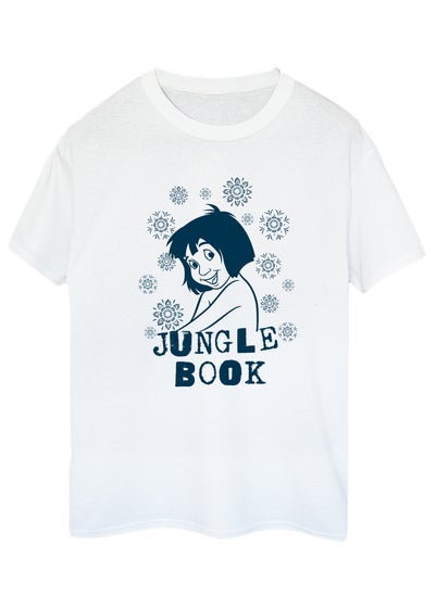 Disney Jungle Book Mowgli Flowers Men White T-Shirt