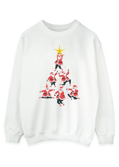 Christmas Santa Tree Men White Sweatshirt