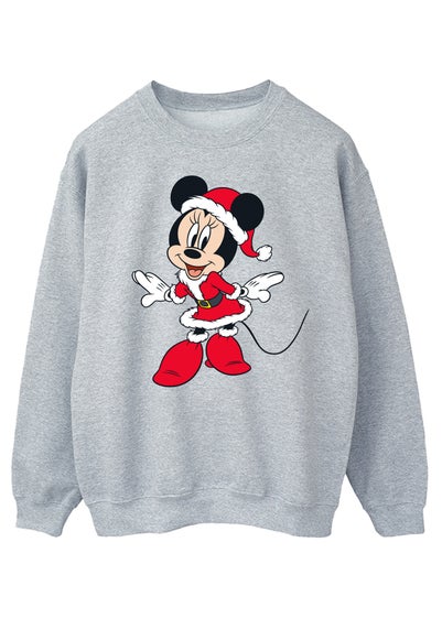 Disney Minnie Mouse Christmas Outfit Women Heather Grey Sweatshirt