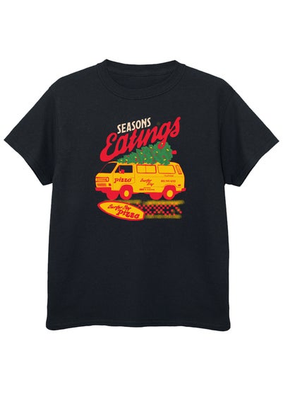 Netflix Stranger Things Eatings Boys Black T-Shirt (7-13 Years)