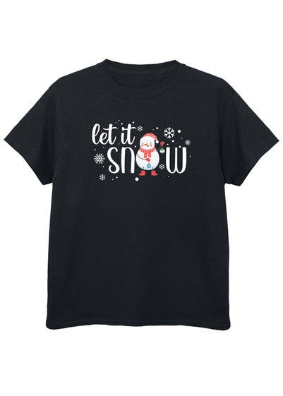 Christmas Let It Snow Boy Kids Black T-Shirt (3-13 Years)