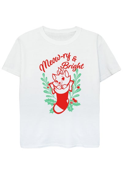 Disney The Aristocats Marie Meow-ry & Bright Girls White T-Shirt (3-13 Years)