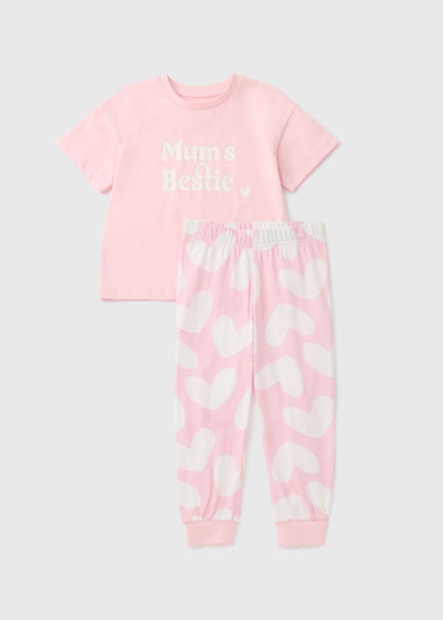 Girls Pink Mums Bestie Pyjama Set (1-13yrs)