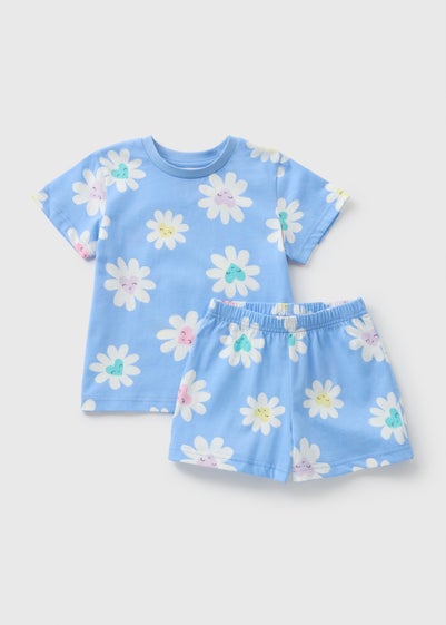 Girls Blue Daisy Pyjama Set (1-13yrs)