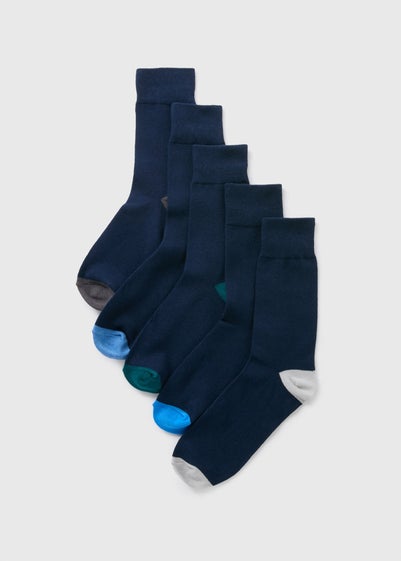 5 Pack Navy Coloured Toe Socks