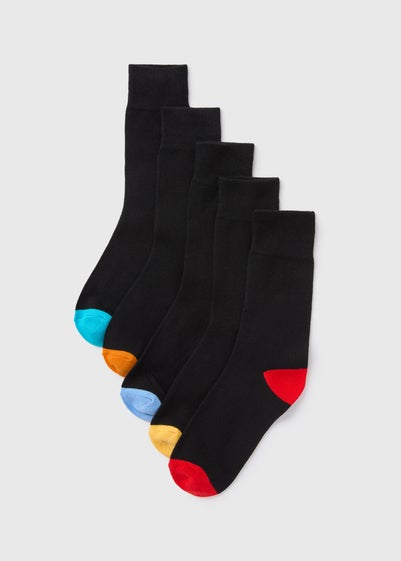 5 Pack Black Colour Toe Socks