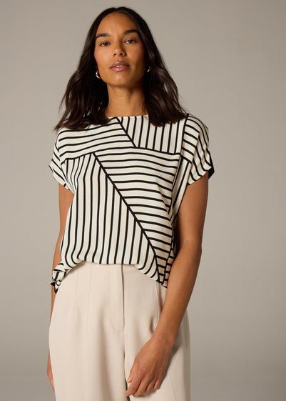 Et Vous Stripe Front Jersey Back T-Shirt