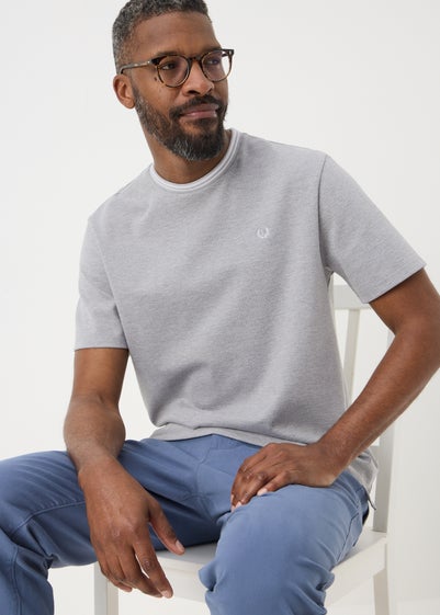 Lincoln Grey Textured Trim T-Shirt