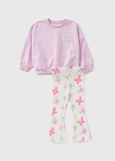 Girls Lilac Butterfly Sweatshirt & Legging Set (1-7yrs)