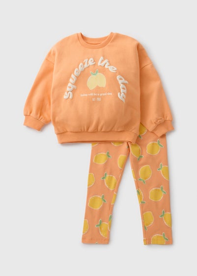 Girls Orange Lemon Sweatshirt & Legging Set (1-7yrs)