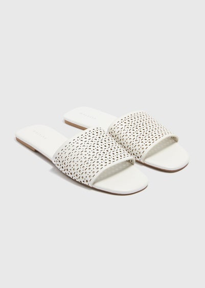 White Laser Cut Slider Sandal