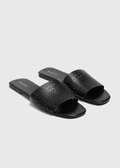 Black Laser Cut Slider Sandal