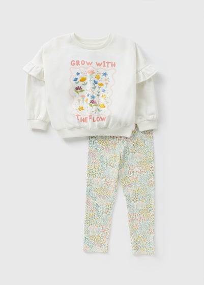 Girls Cream Grow Sweatshirt & Legging Set (1-7yrs)