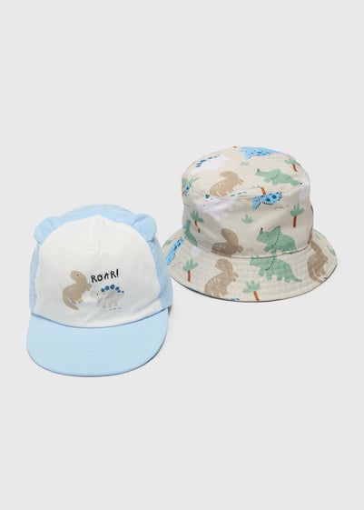 2 Pack Baby Multicolour Dino Hats (Newborn-24mths)