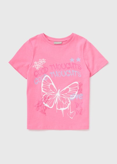 Girls Pink Butterfly T-Shirt (7-15yrs)