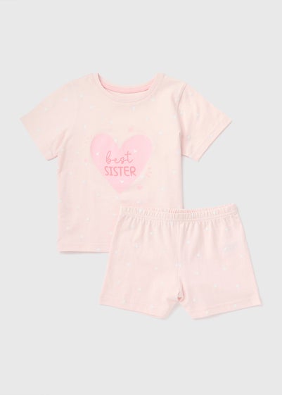 Girls Pink Best Sister Pyjama Set (1-7yrs)