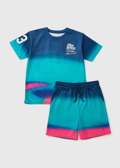 Boys Multicolour Ombre T-Shirt & Shorts Set (7-15yrs)