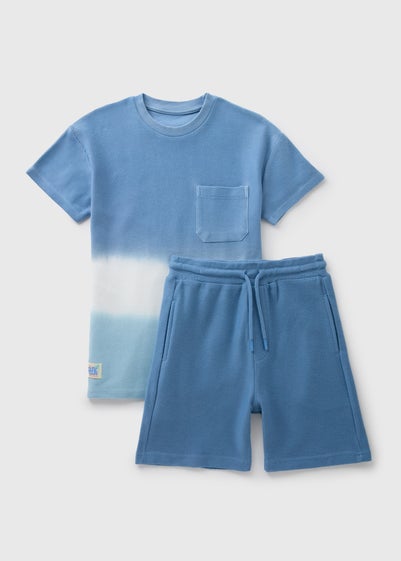 Boys Blue Tye Dye T-Shirt & Shorts Set (7-15yrs)