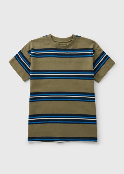 Boys Khaki Textured Stripe T-Shirt (7-15yrs)