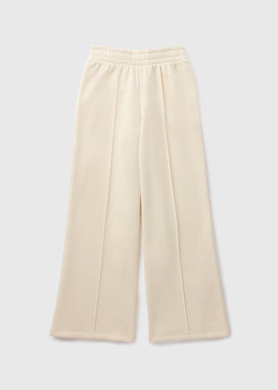 Girls Cream Wide Leg Jogging Bottoms (7-15yrs)