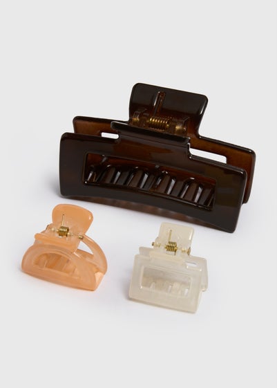 3 Pack Multicolour Sunbaked Resin Claw Clips