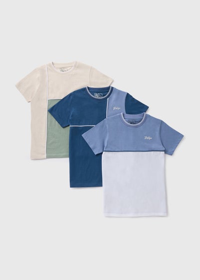 3 Pack Boys Multicolour Cut & Sew T-Shirts (7-15yrs)