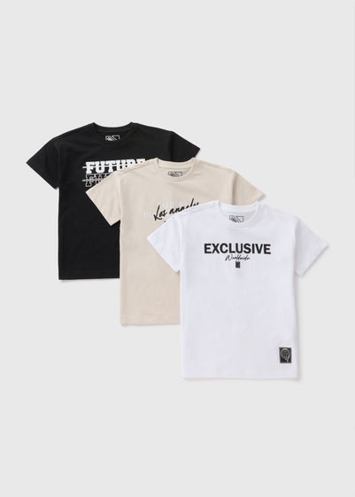 3 Pack Boys Multicolour Slogan T-Shirts (7-15yrs)