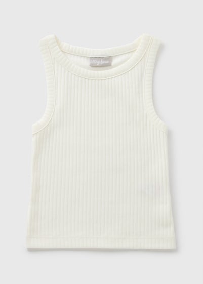 Girls White Ribbed Vest (7-15yrs)