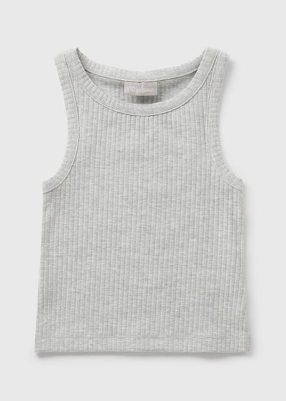 Girls Grey Ribbed Vest (7-15yrs)