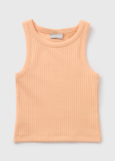 Girls Orange Ribbed Vest